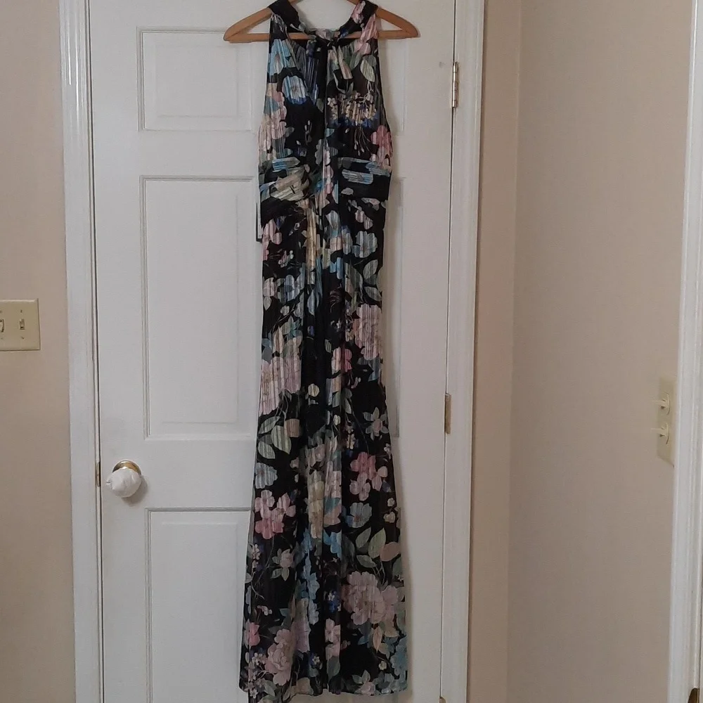 Adrianna Papell Floral Maxi Dress - Black and Blue - Picture 8 of 16